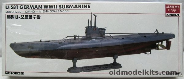 Academy 1/150 U-581 Type IX-B U-Boat Submarine - Static or 